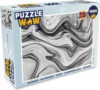 Puzzel Marmer - Patronen - Grijs - Marmerlook - Zwart - Legpuzzel - Puzzel 1000 stukjes volwassenen
