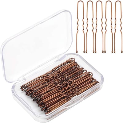 Dailygoods- Haarspelden 50-delige set - U-vormige Haarspelden - Haarklemmen - Haarspeldjes - Veilig Grip - Bruin Metaal 5 cm