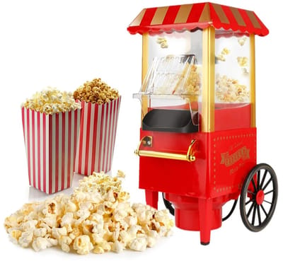 Dailygoods Popcornmachine Retro, 1200W voor thuisgebruik, popcornmachine met hetelucht, popcornmachine zonder vet, popco