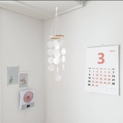 Creatieve Natuurlijke Schelp Windgongen Cirkel Schelp Huisdecoratie Dromenvangers Met Heldere Beltonen Schelp Windgongen Huis white