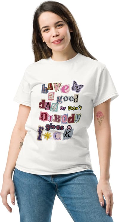 T Shirt Mannen Vrouwen - Tekst: Nobody Gives a F*ck - Wit - 5XL