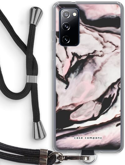 Case Company® - Hoesje met koord geschikt voor Samsung Galaxy S20 FE / S20 FE 5G hoesje met Koord - Roze stroom - Telefoonhoesje met Zwart Koord - Bescherming aan alle Kanten en Over de Schermrand