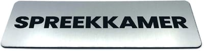 Deurbordje met Tekst spreekkamer - Formaat 150 mm x 50 mm x 1,6 mm - Incl. plakstrip | Geborstelde RVS-look toplaag | Gratis Verzending | Decoporta