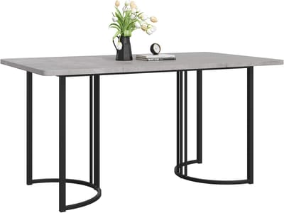 DESMIU Eettafel - Modern Marmermotief Met Stabiel Metalen Onderstel En Verstelbare Poten - Voor Eetkamer Woonkamer En Kantoor - Grijs - 140 X 80 Cm