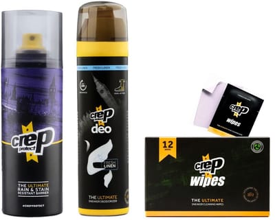 Crep Protect Voordeelset - Crep Protect Spray 200ml + Schoendeodorant Fresh Linnen 150ml + 12 Wipes Schoonmaakdoekjes voor Sneakers