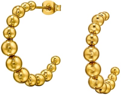 Joy Ibiza - Dots oorbellen - balletjes / bolletjes oorringen - 27 mm - vlinder sluiting - chirurgisch staal - ear party boho - bohemian style - ip/pvd gold plated