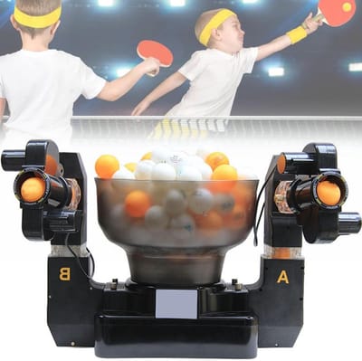 Tafeltennis Robot - Ping Pong Trainer - Alleen Trainen - Dubbele Kop - 100 Ballen - Zwart