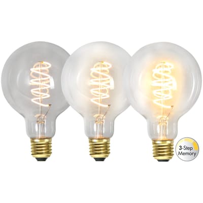 3 standen - G95 bol - E27 - 4W - Super Warm Wit <2200K - Filament - Helder
