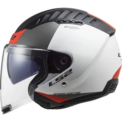 LS2 OF600 Copter II Urbane Mat Wit Rood 06 Jethelm - Maat M - Helm