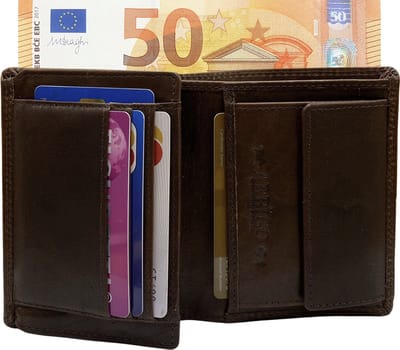 Portemonnee Heren - Portefeuille Heren - Arrigo Portemonnee - Billfold model Donkerbruin Rundleer