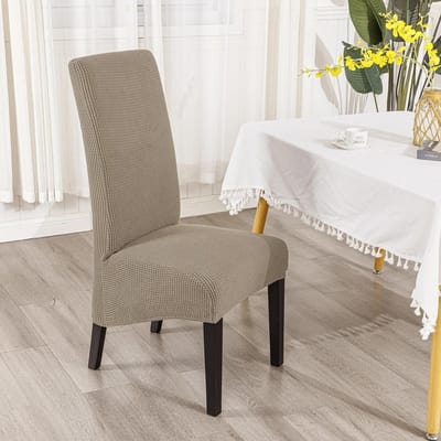 Elastische Stoelhoes voor Grote Eetkamerstoelen, Rekbare en Wasbare Covers in Sandkleur, Bescherming en Stijl voor Meubels