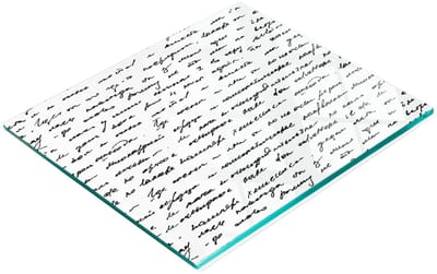 Decoratieve glazen snij- en serveerplank voor in de keuken met letterpatroon, 60x52 cm
