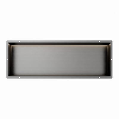 Gun Metal RVS Inbouwnis 30x90x10cm met tegelflens en RGB verlichting
