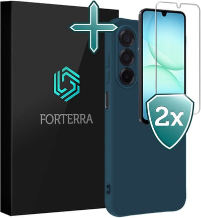 Hoesje Met 2x Screenprotector - Geschikt voor Samsung Galaxy A17 - Sterk & Shockproof - Telefoon Hoes - Back Cover - Siliconen Case - Donkerblauw