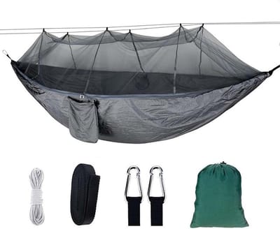Hangmat met Klamboe - Kampeerhangmat Buiten - Ontspannen Buiten - Lichtgewicht Parachute Stof - Voor 2 Personen - H