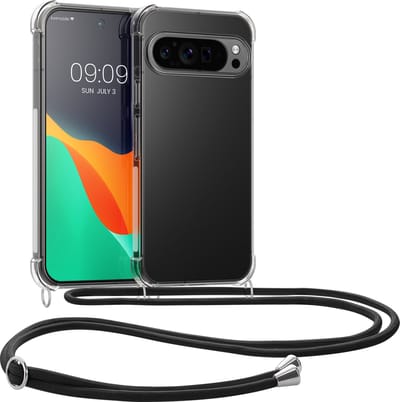 kwmobile telefoonhoesje geschikt voor Google Pixel 9 Pro XL - Hoesje met telefoonkoord - Back cover in transparant / zwart