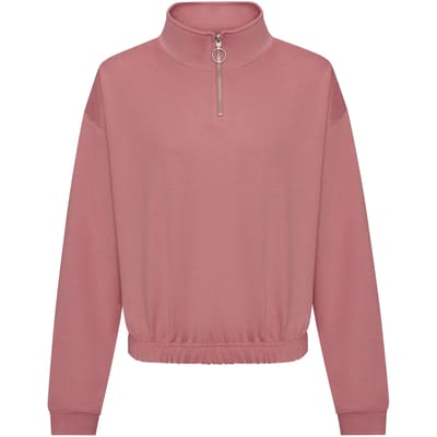 Vegan Women´s Cropped 1/4 Zip Sweater Dusty Rose - L