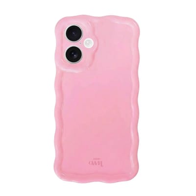 xoxo Wildhearts Glossy Wavy Case Bubble Blush telefoonhoesje - Geschikt voor iPhone 17 - Golvend hoesje - Glimmende silicone case met golven - Vlekbestendig - Camerabescherming - Roze