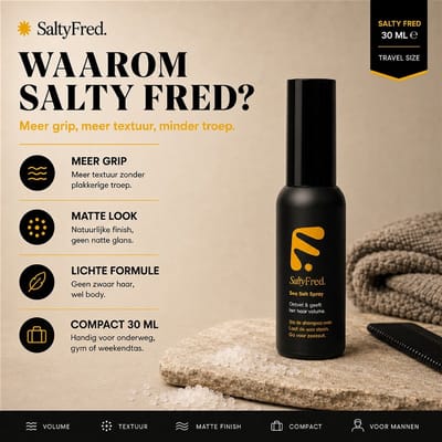 Salty Fred 30ML - Sea salt spray - travelformaat - 6% zeezout - meer volume - meer textuur - palmolievrij - futloos naar fabulous