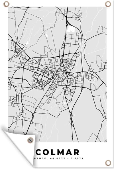 Muurdecoratie Frankrijk - Plattegrond - Kaart - Colmar - Stadskaart - 120x180 cm - Tuinposter - Tuindoek