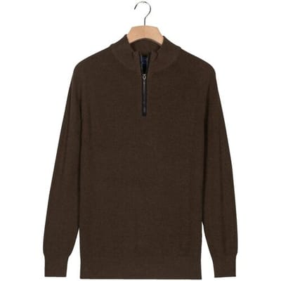 Baileys Trui Uni Color Cotton Half Zip Half Cardigan Knit Bruin / male