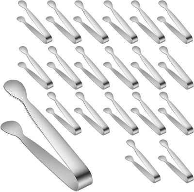Set van 20 roestvrijstalen minitangen van 11 cm - Ideaal voor het serveren van voedsel, snacks en ijsblokjes tijdens feesten en buffetten