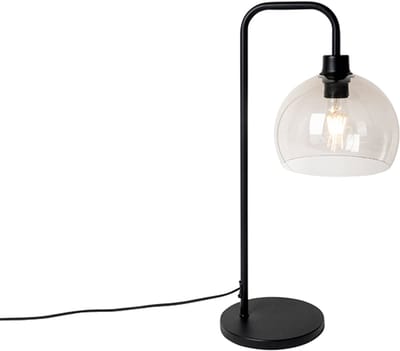 QAZQA maly - Moderne Tafellamp met kap - 1 lichts - H 550 mm - Zwart - Woonkamer | Slaapkamer | Keuken