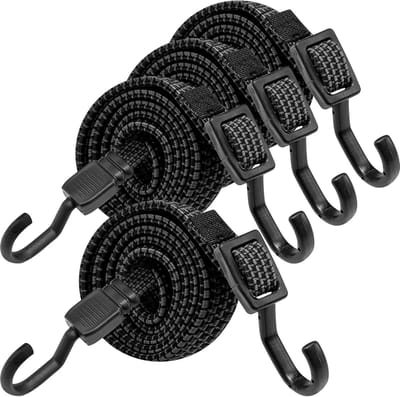 Elastische touwen met haken - 100 cm lang - verstelbare zwarte elastieken - met haken voor bagage - bagagedrager - dekzeilen - camping ( 4 stuks Donkergrijs)