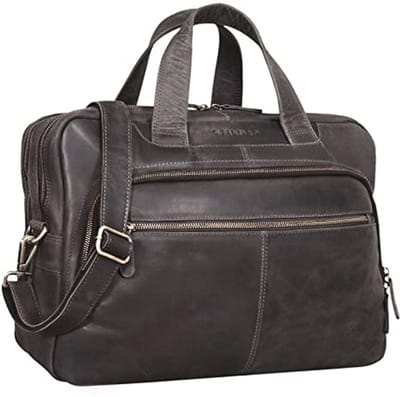 Vintage Leren Schoudertas 15.6 Inch - Ruime Business Tas voor Laptop en Werk
