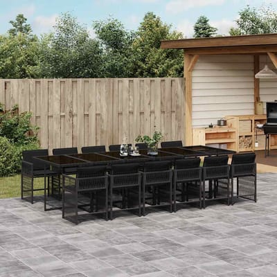 vidaXL - 13-delige - Tuinset - met - kussens - poly - rattan - zwart