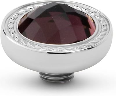 Melano Vivid Round Swirl Steentje Purple Taupe | Zilver