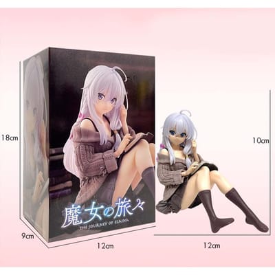LE VOYAGE D'ELAINA Figurine Anime Figurines d'Action Elaina Décorations Mignonnes pour Bureau Style Simple Fille Kawaii Poupées Japonaises 10cm