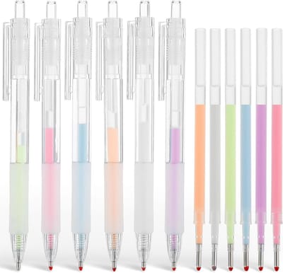 Retractable Ballpoint Pen Glue Pens Set - 6pcs Multicolored Quick Dry Click Ballpoint Pen - Rollerball Pens Writing voor Card Making - Scrapbooking - Coloring Books - Doodling - Drawing
