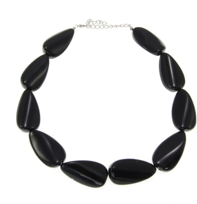 Behave - Ketting met acryl kralen - Nikkelvrij - 43 cm + verlengketting - Trendy zwart