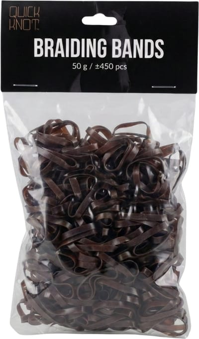 Quick Knot® Brede Vlechtelastiekjes - 450 stuks (50g) - Bruin - Extra Sterk & Plat - Paardenelastiekjes
