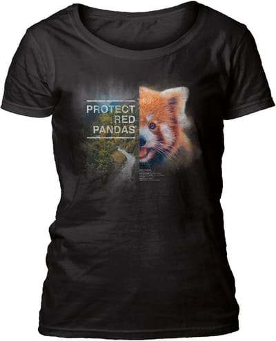 Ladies T-shirt Protect Red Panda Black S