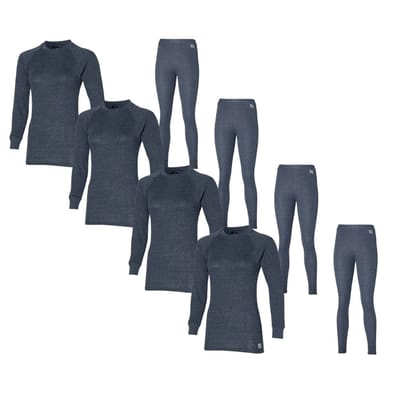 Heatkeeper - Thermo broek/shirt dames - Set - Maat L - Antraciet - 4 x broek/shirt - 4-Pack