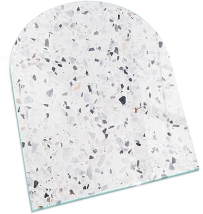 Tulup Kachel Vloerplaat - Steenpatroon met deeltjes Plaat Voor Onder Houtkachel - 80 cm x 70 cm - Wit Vloerplaat Openhaard - Halfrond Kachel Vloerplaat - Vloerplaat Voor Houtkachel - Onderplaat Kachel - Vloerplaat Voor Kachel