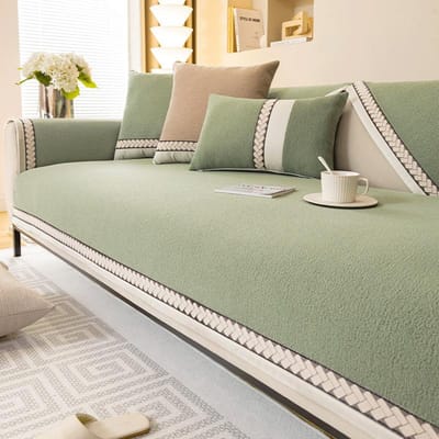 Nieuwe Crème Wind Sofamat Teddy Velvet Vier Seizoenen Antislip Universeel Bankkussen Franse Effen Kleur Sofahoes Kussenhoes 70x70cm 1pcs