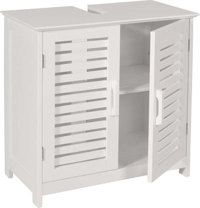 Badmeubel MCW-B41, badmeubel met opbergvak, bamboe MDF 60x60x30cm MVG ~ wit