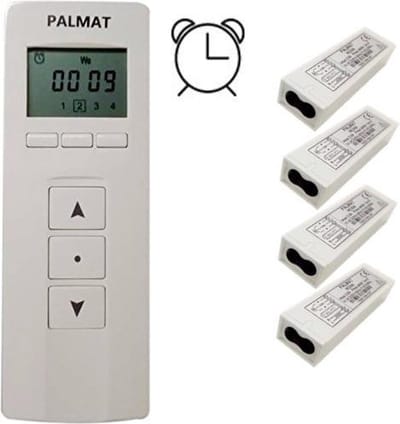 PALMAT® Handige Jaloezieën Afstandsbediening met 4 Ontvangers– Gordijn- en Rolluik Schakelaar – 4 Kanaal Timerfunctie – 2 jaar Batterijduur - Wit