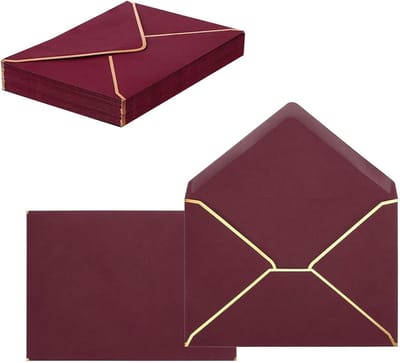 A7 Envelopes 5 x 7 Inch Zelfklevende Enveloppen met Gouden Rand voor Huwelijk, Afstuderen en Uitnodigingen