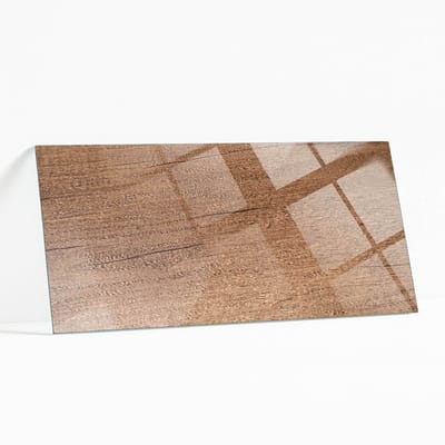 Wallfluent - Natuurlijk Houtpatroon Glazen Plaat - 125 x 50 cm - Bruin Glasplaat Tafel - Rechthoekig Tafelblad Glas - Gehard Glas - Glazen Tafelblad voor Tuin of Terrastafels