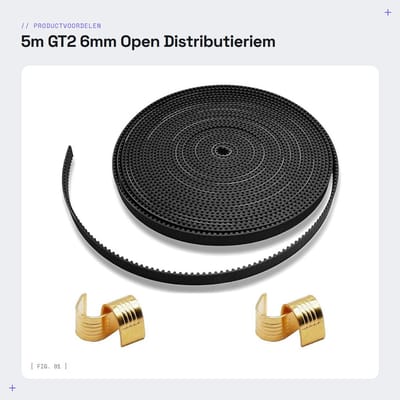 Dailygoods- Tandriem 5m - Open Distributieriem 2GT 6mm - Koperen Gespen - Nylon/Neopreen - Hoge Sterkte - Flexibiliteit en Treksterkte