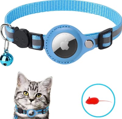 Ragnal Halsband - Kattenhalsband - Kattenbandje - Geschikt voor Apple AirTag - Katten Accessoire - Reflecterend - Gemakkelijk verstelbaar - Blauw - Inclusief gratis speeltje