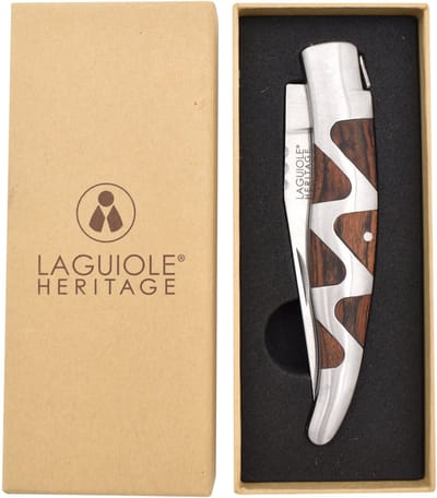 Laguiole Heritage Opvouwbaar Zakmes Zebra – 21 cm – Lemmet Edelmetaal – Vouwmes Luxe Cadeauverpakking