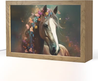 Nachtlampje 30x20 cm - Kinder lampje - Dieren - Paard - Natuur - Vlinder - Bloemen - Tafellamp kinderkamer - Slaapkamer lamp - Bedlamp kinderen - Kinderlampje stopcontact - Wandlamp babykamer - Nachtlampjes