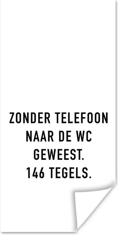 Poster Spreuken - Quotes - Zonder telefoon naar de wc geweest. 146 tegels. - WC - 80x160 cm