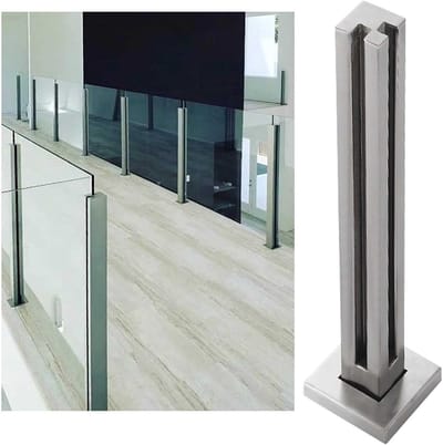Glazen Balustrade Paal - RVS Hekpaal - Balkon Afschermen - Eenvoudige Montage - 5cm Diameter - Zilver