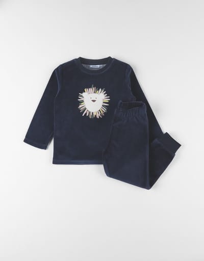 Noukie's - Pyjama - 2 delig - Velour - Marine - leeuw - 2 jaar 92